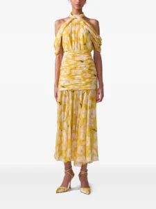 Carolina Herrera Floral-Print Chiffon Midi Skirt